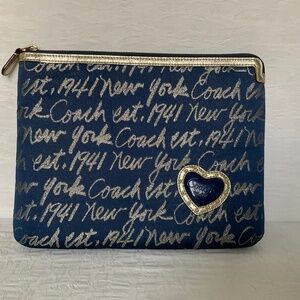 Coach Tablet Case iPad Cover Padded Zippered Pouch with Metallic Thread/Graphics